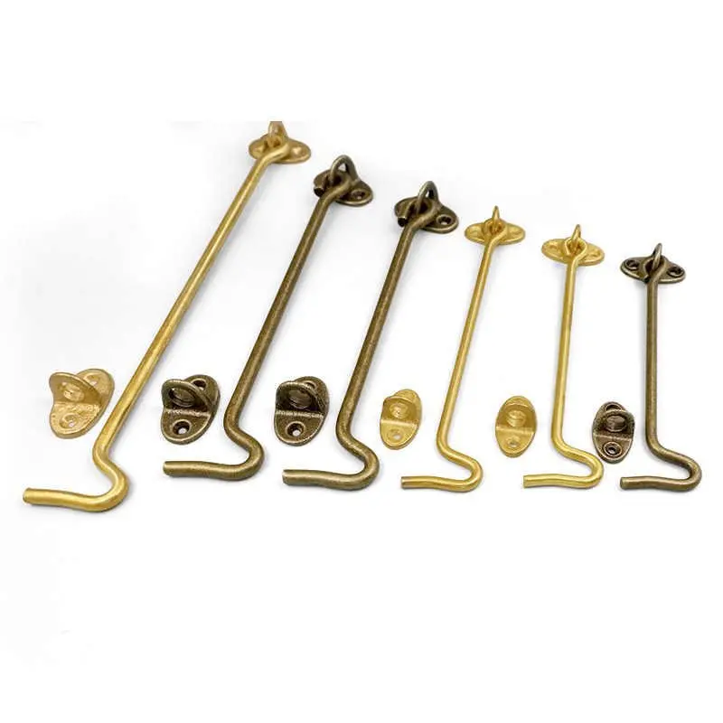 Antique Window Hinge Support Rod Holder 3inch Brass Cabin Hook and Eye Latch Lock Door Catch Window Stay Wind Bracing Hardware