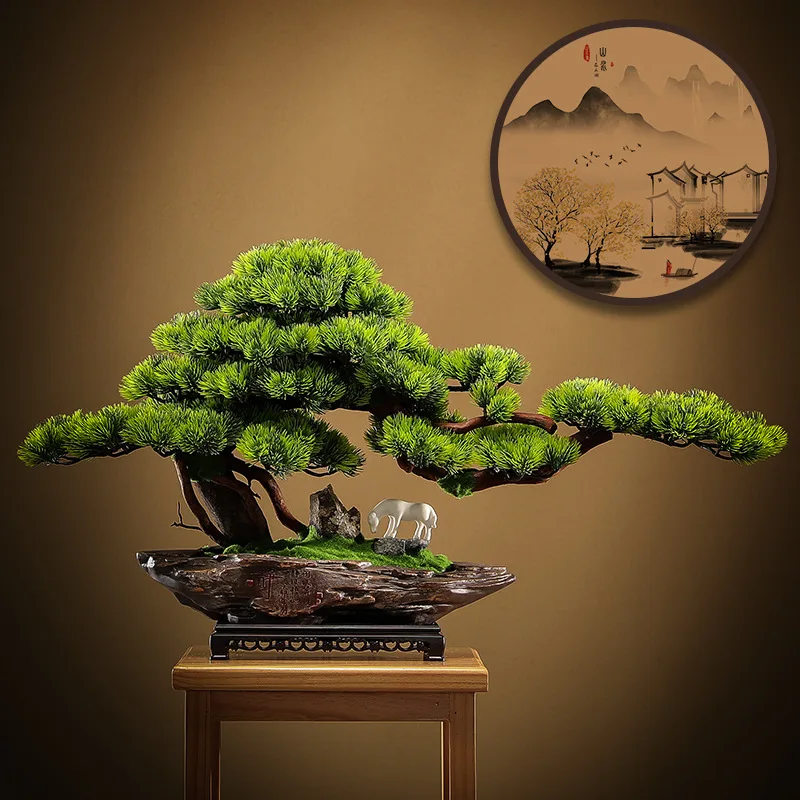 

Simulation green plants bonsai plants potted plants home living room porch office desktop decoration welcome pine ornament lands