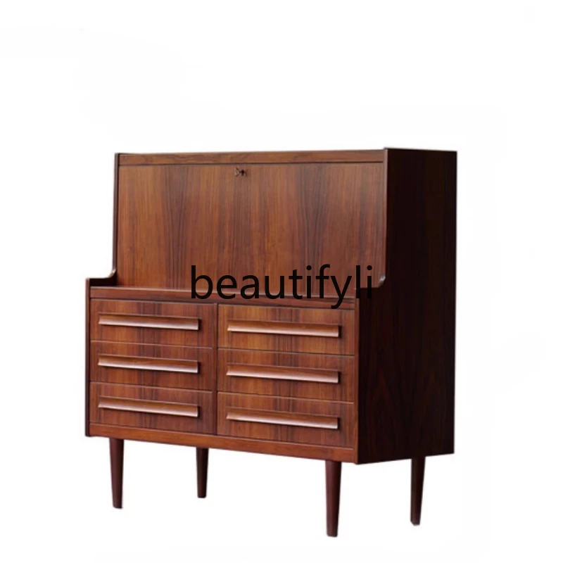 

Log secretary cabinet cherry wood, furniture writing desk study storage drawer chest