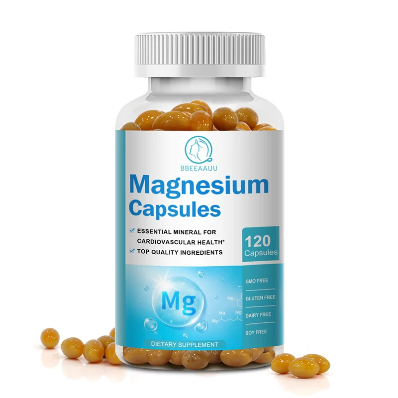 BBEEAAUU Magnesium Capsule Free Stress Muscle Nerve Health Good Mood Brain Bones,Joint and Cardiovascular Health