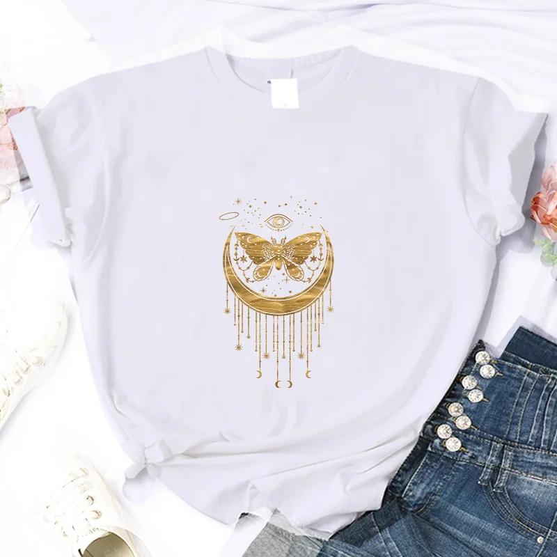 Butterfly For Women's Luxury Brand High-Quality Summer Print T-shirt 100% Cotton Casual Oversized Y2k Personality Sleeve O-neck