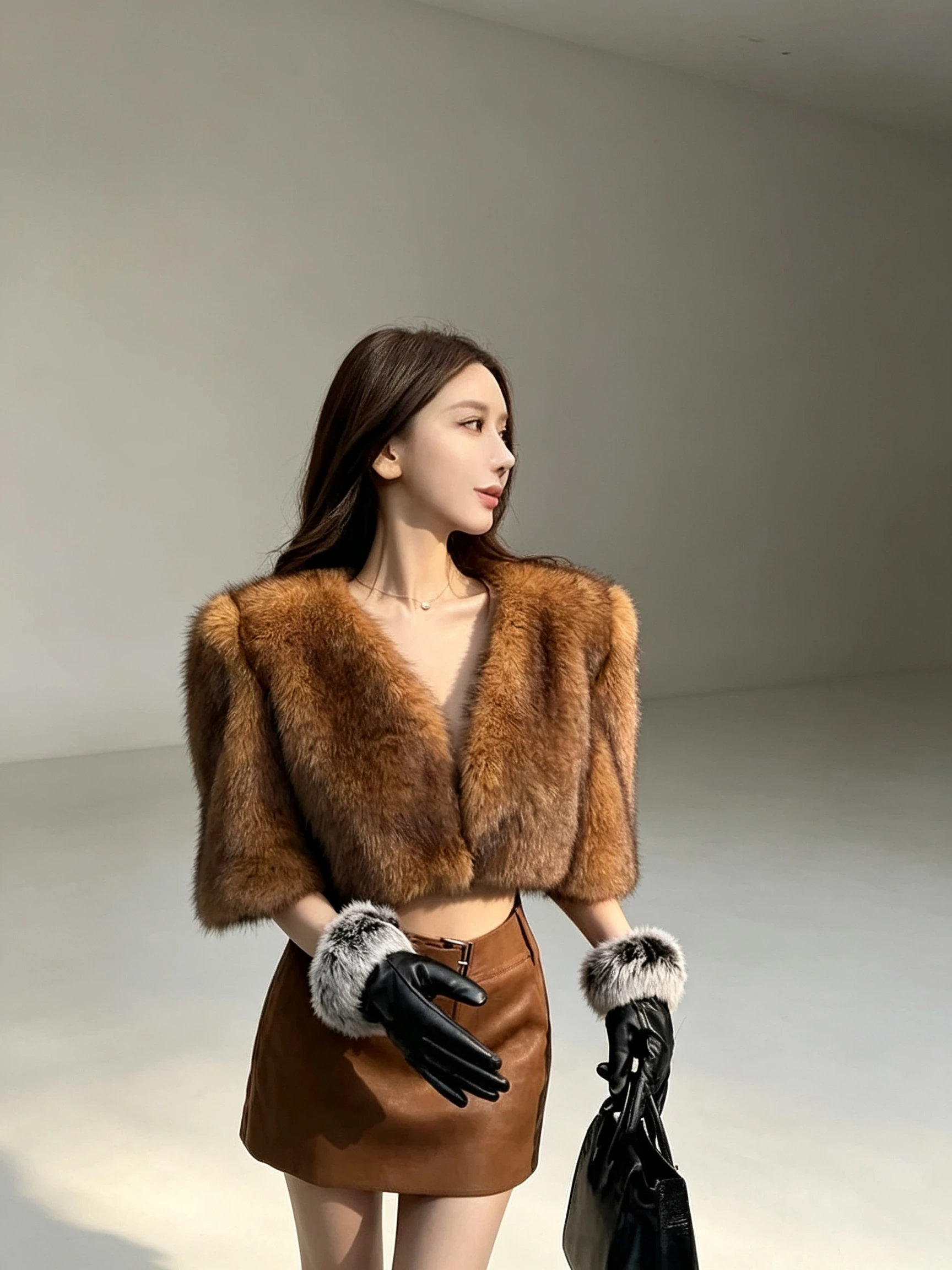 Eco-Friendly Short Mink Fur Coat Women's Autumn Winter New Style Retro Loose Fit Antioxidant Thickened Brown Top