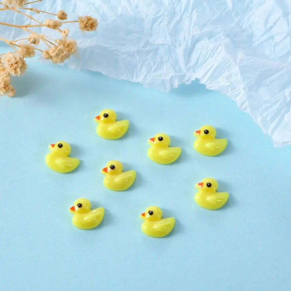 100pcs Flat Back Yellow Duck Resin Ornament Cartoon Cabochons Mini Duck Resin Patch Mini Duck Resin Figurines Nail Enhancement view 4