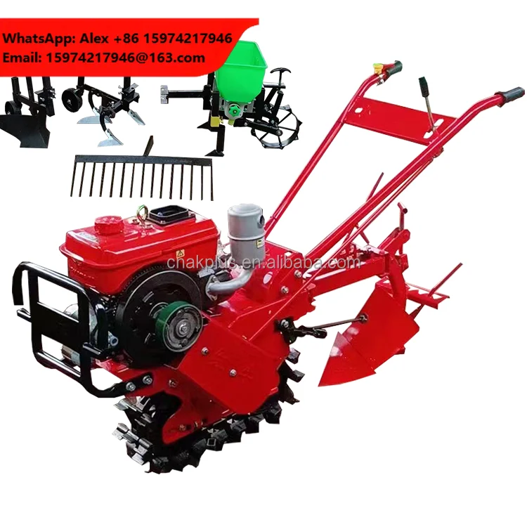 Chain Track Crawler Micro-tiller Agricultural Arable Land Ploughing Single Wheel Turning Soil Ditching Weeding Machine