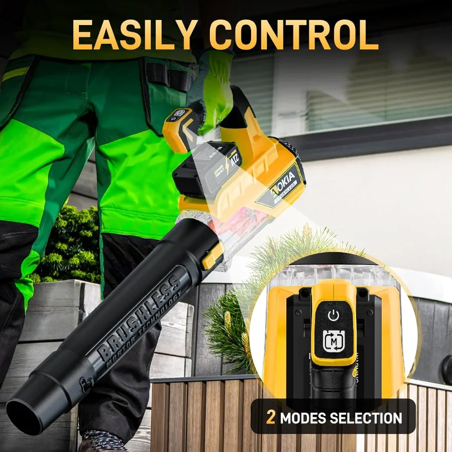 منفاخ أوراق كهربائي لاسلكي 21 فولت مع بطاريتين وشاحن 2 × 3.0 أمبير في الساعة للعناية بالعشب الفعلي وتنظيف الفناء في الهواء الطلق #6
