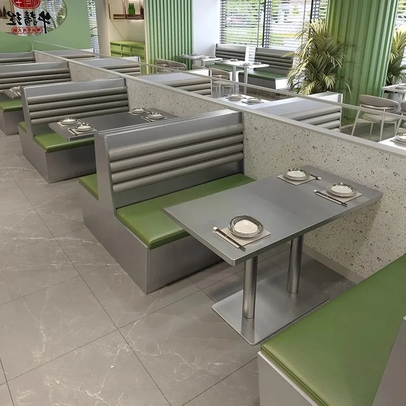 

West restaurant wall seat sofa commercial tea house catering commercial hot pot coffee stainless steel table and chair combinati