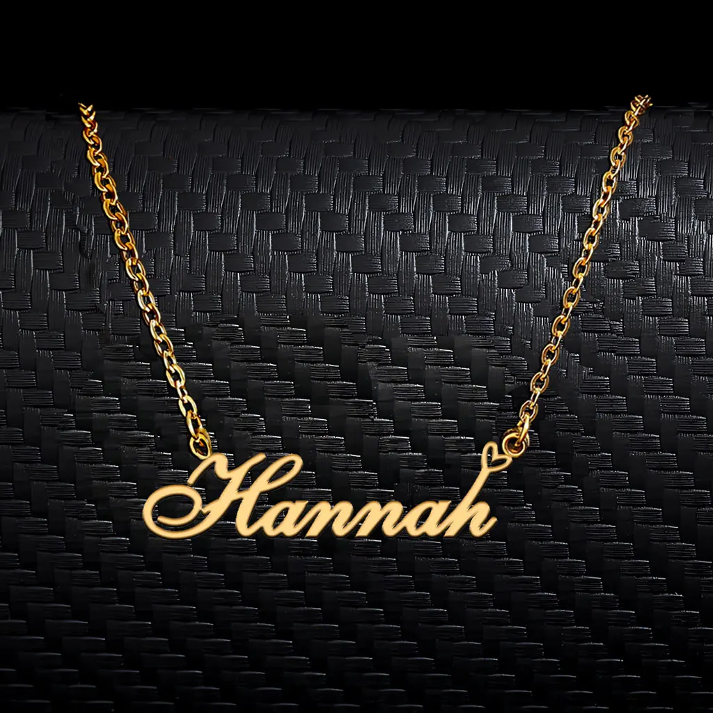 

AOLOSHOW Hannah with Heart Gold Plated Cursive Name Necklace for Women Stainless Steel Jewelry Gift for Mother's Day