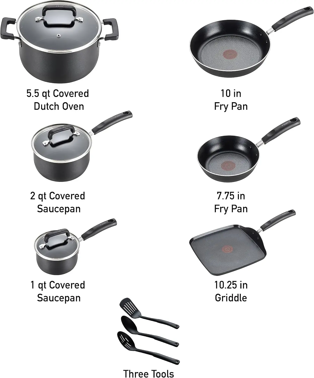 

Signature Nonstick Cookware Set 12 Piece, Oven Broiler Safe 350F, Pots and Pans, Kitchen Cooking Set w/ Fry Pans,