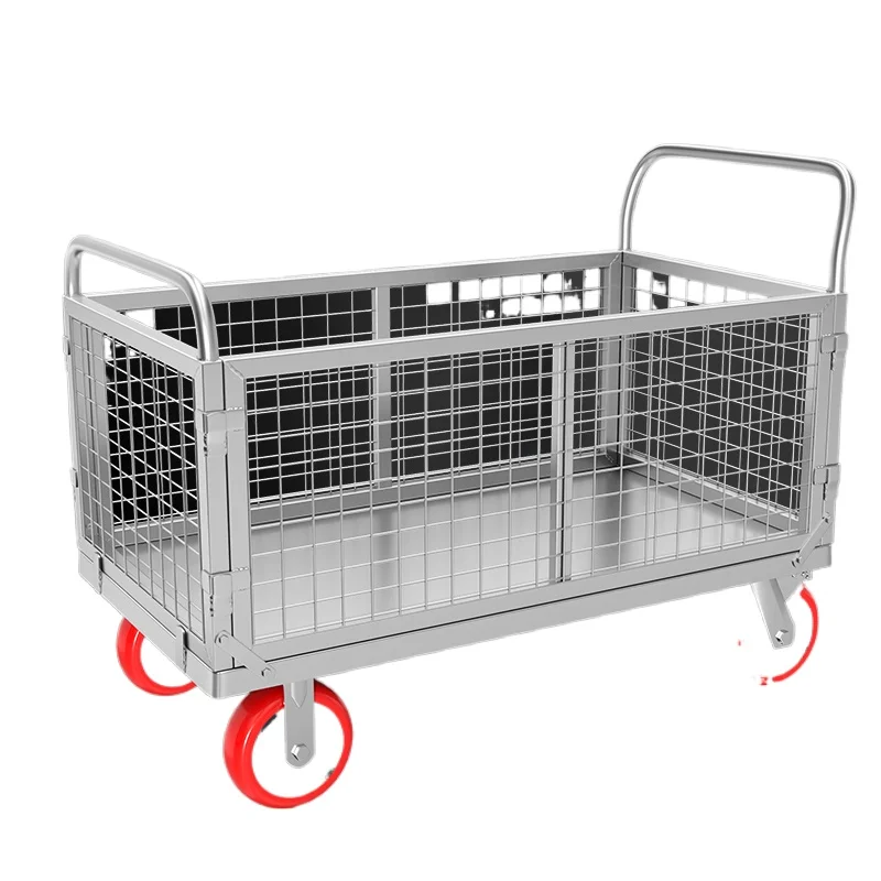 

Fence car folding trailer fence grid logistics supermarket transit push truck flat car stall multi-purpose trolley