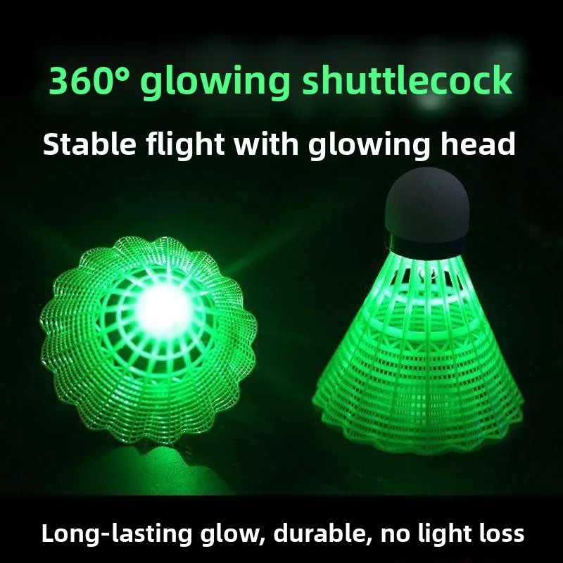 

Светящиеся в темноте воланы для бадминтона: прочные, со светодиодной подсветкой для ночного использования, из гусиных перьев, для тренировок на открытом воздухе, профессионального класса, из прочного пластика.