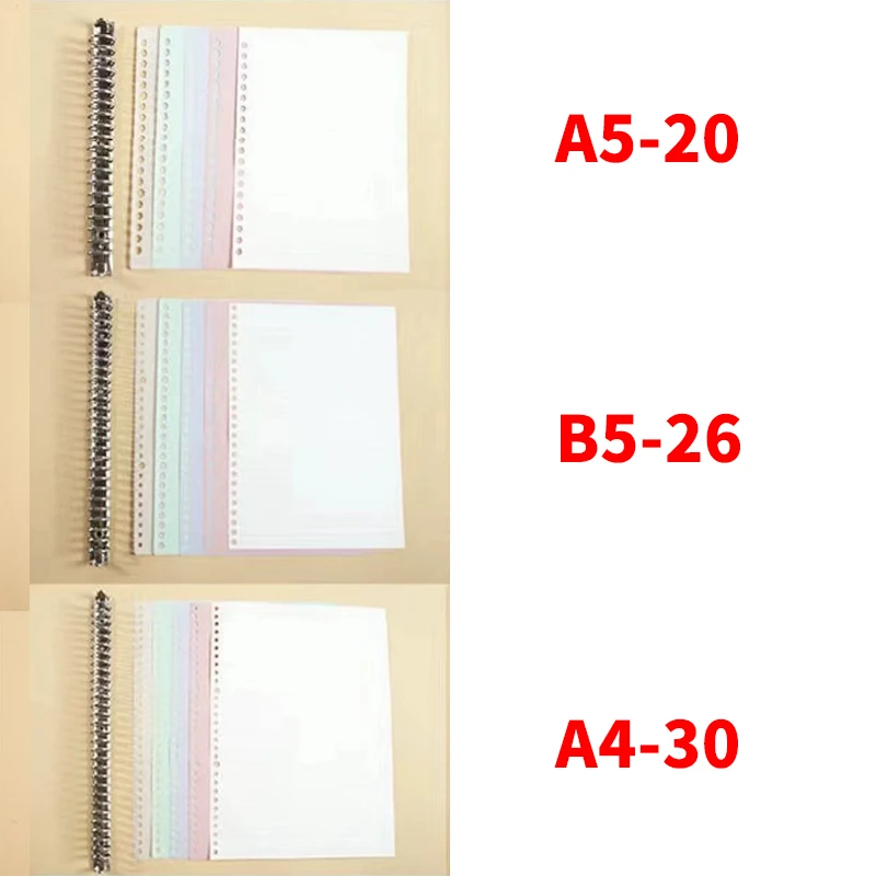 4Pcs/Set PP Binder Index Divider B5A5A4 Loose Leaf Notebook 20/26/30 Hole Colorful Page Spiral Separator School Office Supplies