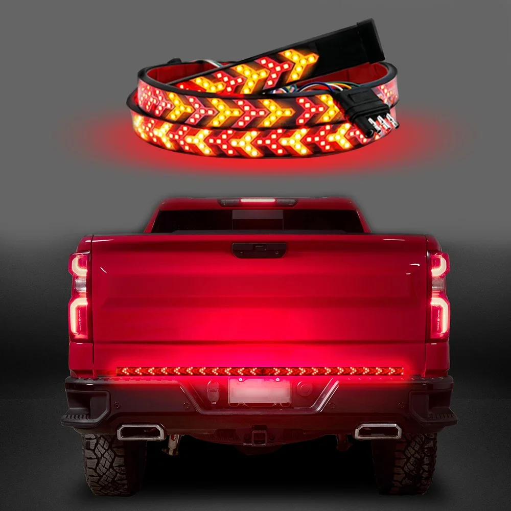 Fishbone LED Pickup Tailgate Light Bar 48/60 Inch Sequential Turn Signal Brake & Reverse Light Strip 12V Truck Rear Lights