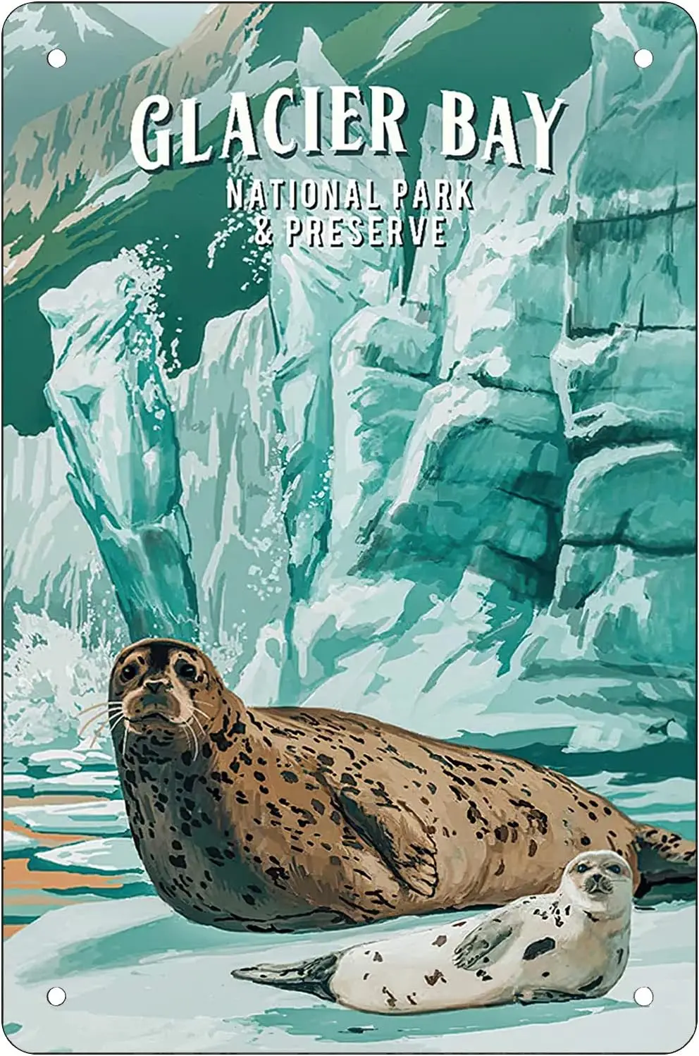 Retro Funny Metal Sheet Signs Glacier Bay National Park and Preserve, Alaska, Wall Decoration, size:8 x 12 ALI sign