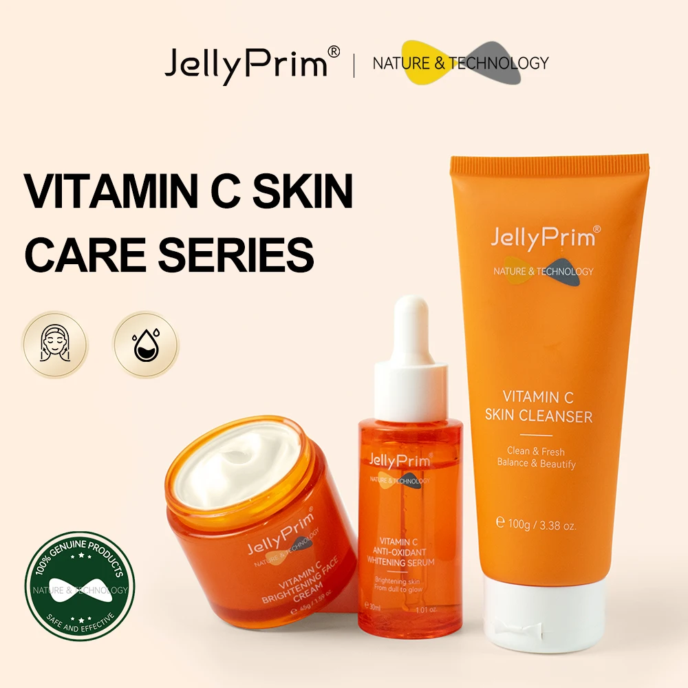 

Vitamin C Skin Care Set Niacinamide Whitening Face Cream Dark Spots Remover Serum Exfoliation Cleanser Kit Facial Skincare