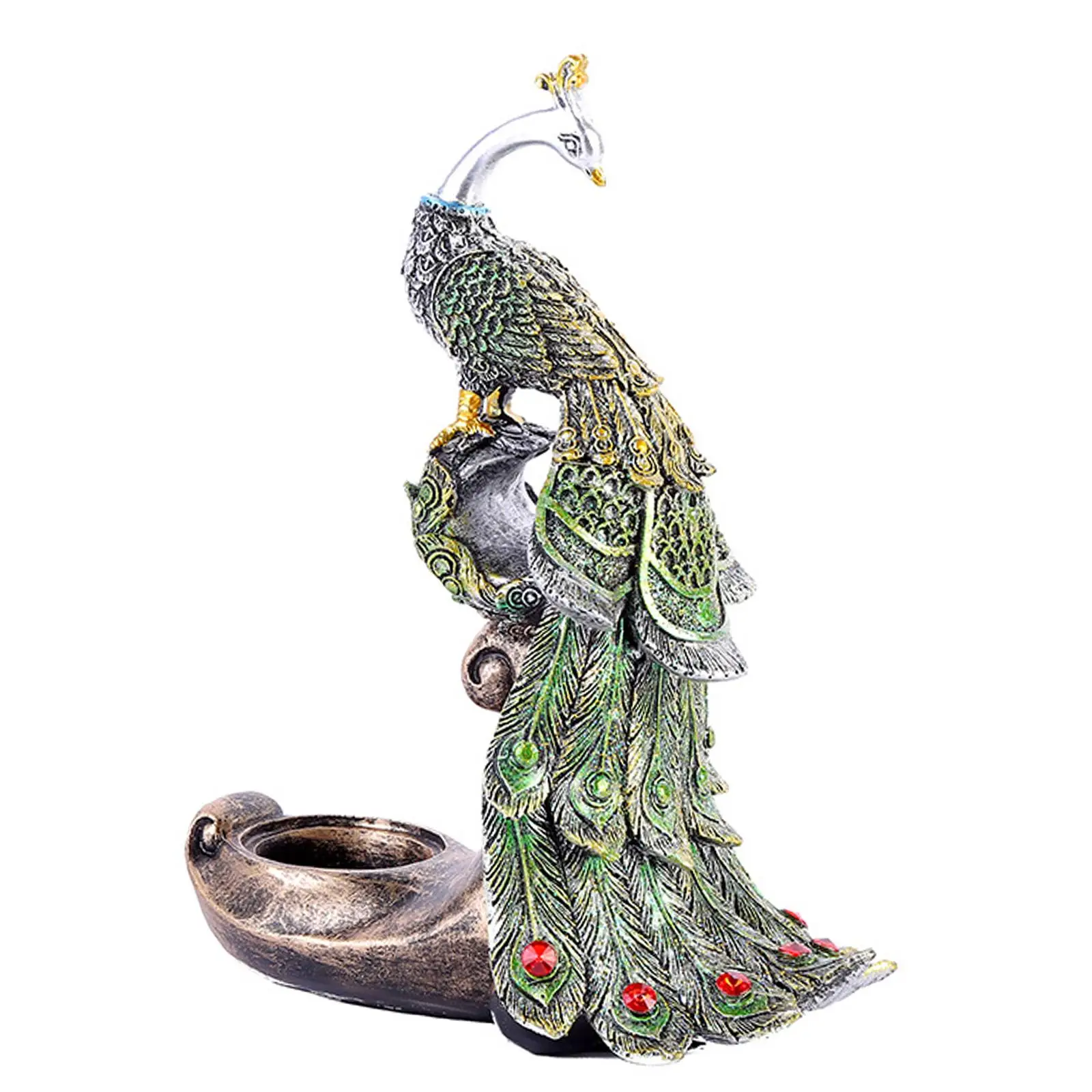 Hand Painted Peacock Candle Holder Resin Votive Candles Candles Tea Light Holder Statue for Living Room