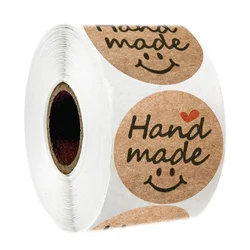 100-500pcs Kraft Paper Stickers Smiling face pattern Scrapbook Gift Stationery Label Sticker Handmade With Love  For The Sticker