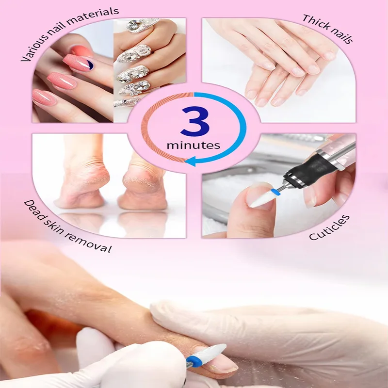 Macchina portatile ricaricabile per trapano per unghie con velocità di 20.000 giri al minuto, set per la cura delle unghie del salone di smalto