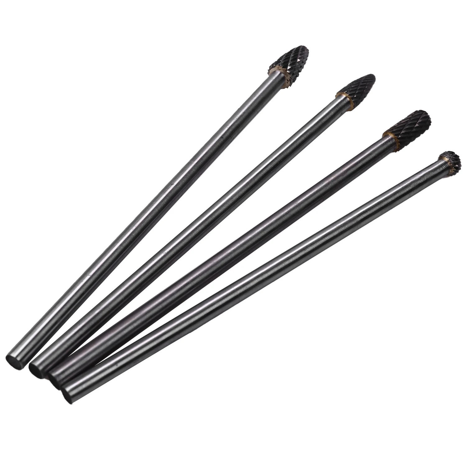 4Pcs Long Reach Rotary Burr Double Cut Tungsten Carbide Bit 1/4 Inch Shank 6 Inch Set