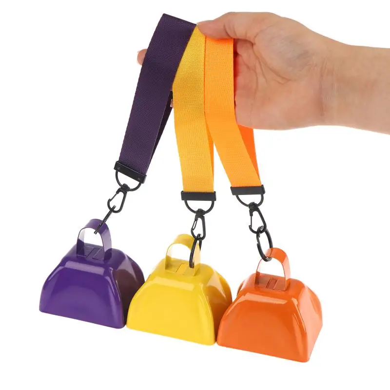 Powerful Sound Iron Cowbell Noisemaker With Wrist Rope Compact Hand Bell For Celebrations Games And Cheering
