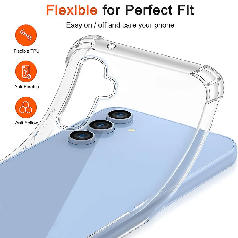 Shockproof Clear Silicone Case For Samsung Galaxy A21 A21S A31 A41 A51 A71 A81 A91 A12 A22 A32 A42 A52 A72 A13 A23 A33 A53 A73