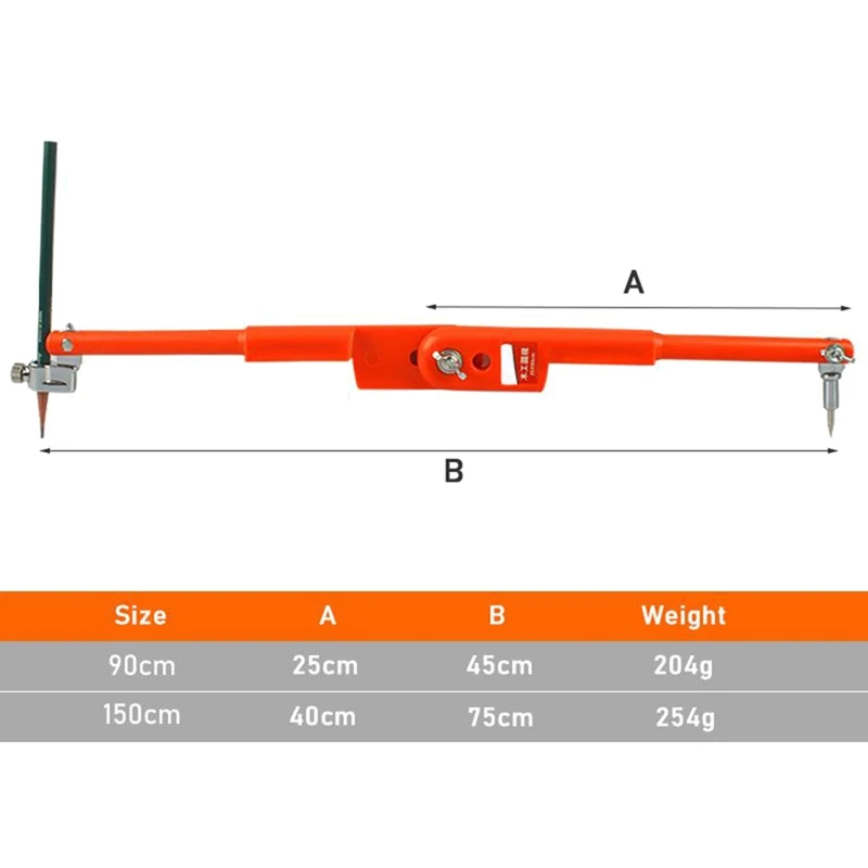 목수 정밀 연필 나침반, 큰 직경 조정 가능한 분배기, 목공 나침반, 최대 반경, 1PC