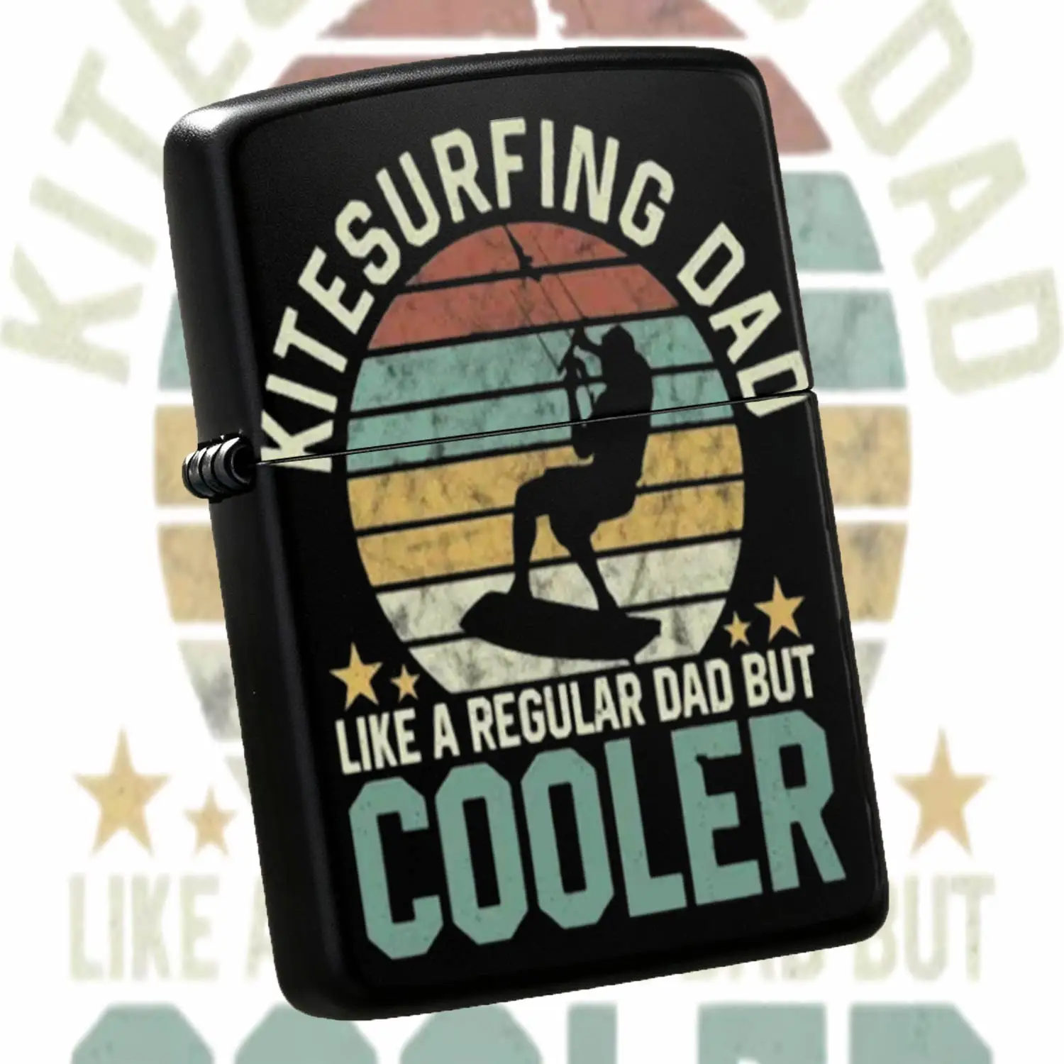 Kitesurfing Dad Vintage Retro Portable Lighter Cool Father'S Day Gift For Kitesurf Lovers Multi-Scene Use Lightweight Trendy Daily Item For Outdoor Travel Home Office Perfect Present For Sport Loving Dads Family Members A Humorous And Inter