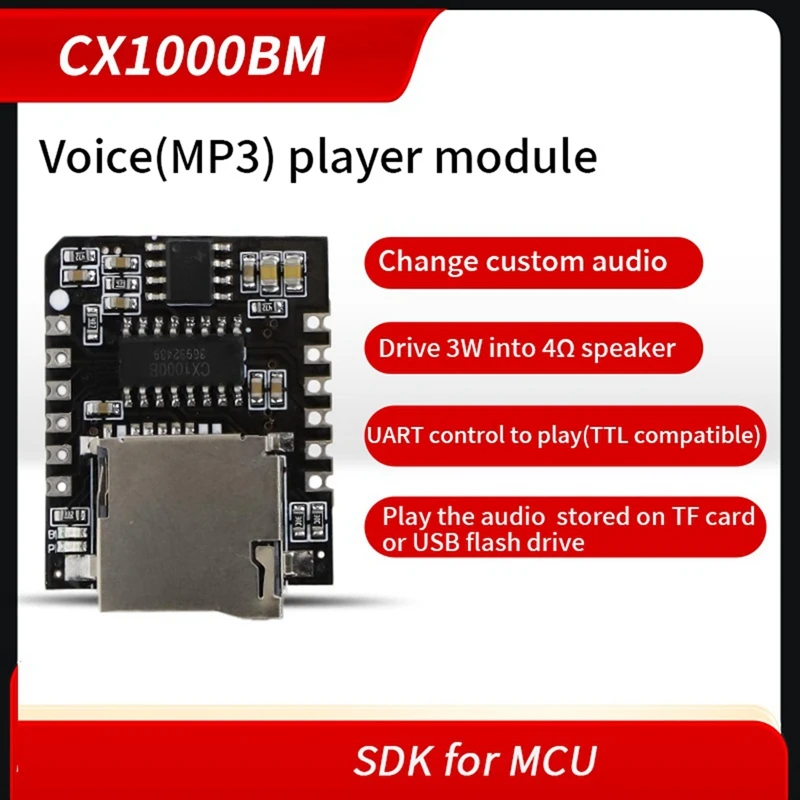 CX1000BM Serial Voice Player Modul MP3 Wiedergabe Chip Single Chip Control Trigger Voice Broadcast Custom Audio
