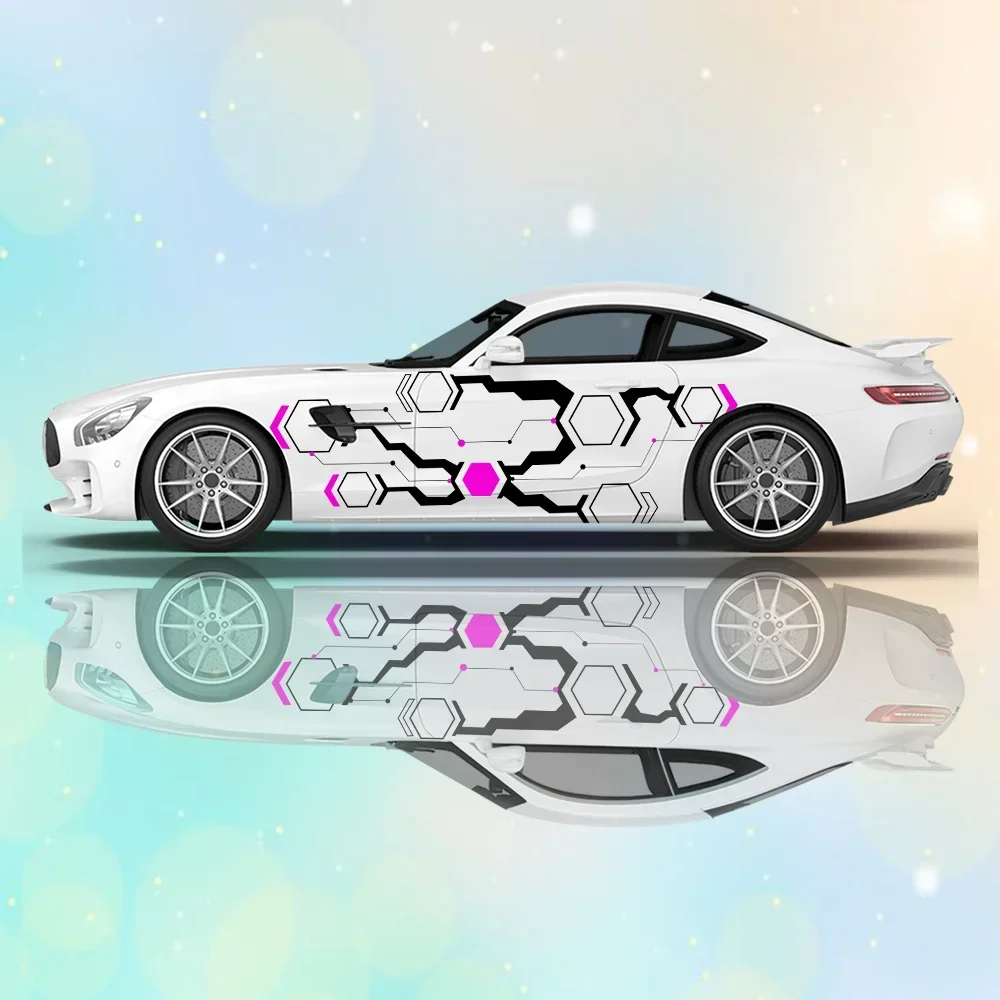 

Geometric Hexagonal Car Vinyl Wraps Decal Self-adhesive PVC Anti Scratch Sticker Suitable for Trucks SUV Decor Auto Accessories
