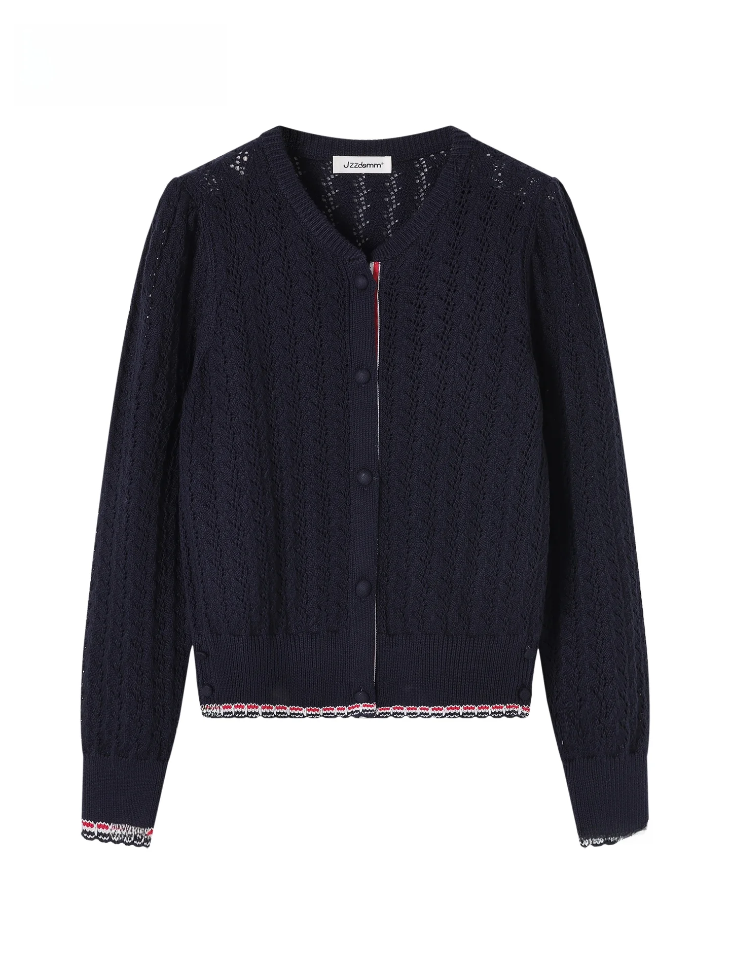 

00% Cotton JZZDEMM Hollow Knitted Cardigan Women's Texture High-End Feel Slim Fit Sweater Jaet Trendy Long Sve round Ne