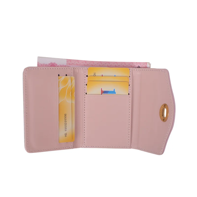 New Short Wallet Trifold Women's Card Holder Wallet Niche Ins Style Solid Color Short ID Holders Purse Student Coin Wallet