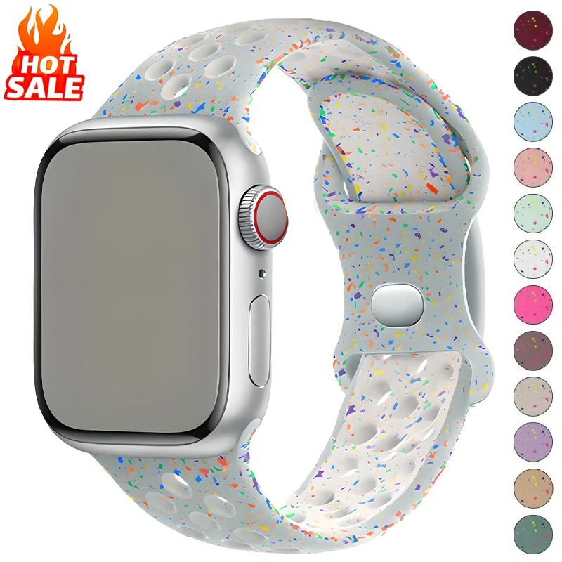 Color Point Silicone Strap for Apple Watch Band Ultra 2 49mm 46mm 45mm 44mm 40mm 42mm Bracelet for IWatch Series 10 9 8 7 6 5 SE