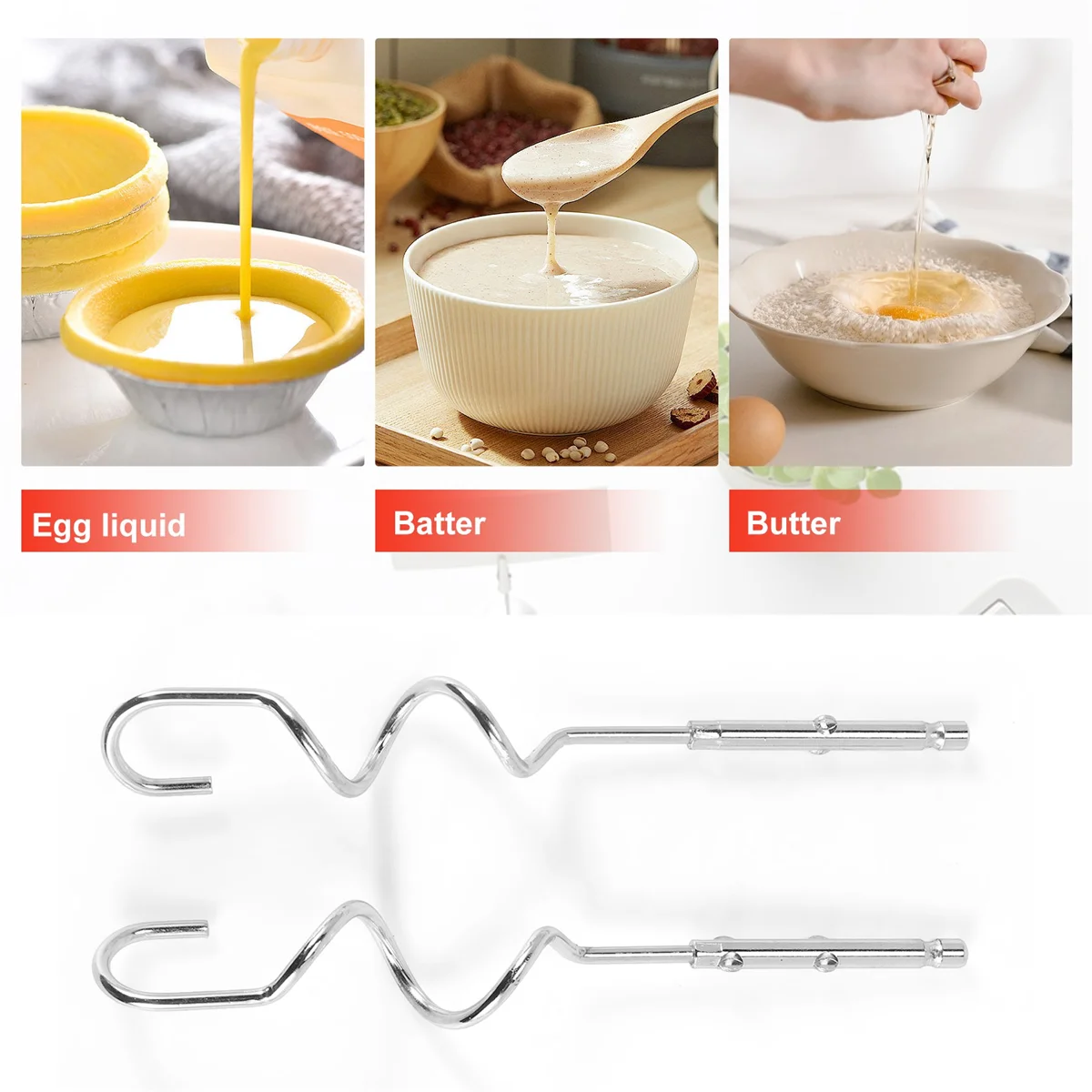 ABLJEMezclador manual eléctrico económico batidor de huevos de mano de 7 velocidades palitos de huevos de cocina ganchos para masa