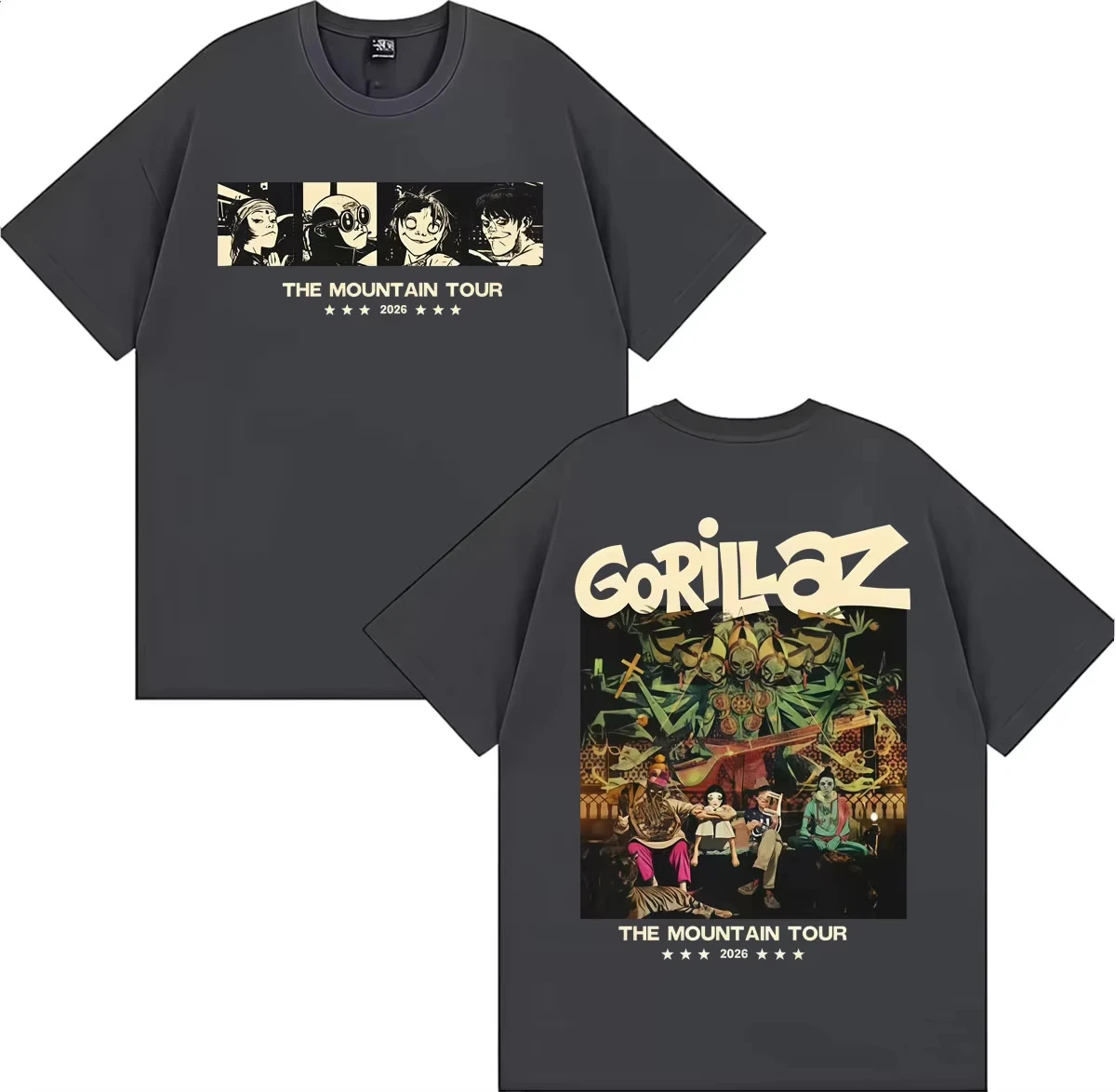 Gorillaz Band The Mountain Tour Graphic 2026 T-Shirt, 100 % Baumwolle, Unisex-T-Shirt für Herren und Damen, Y2k, beliebtes, lässiges Fan-T-Shirt mit O-Ausschnitt – Detail 10