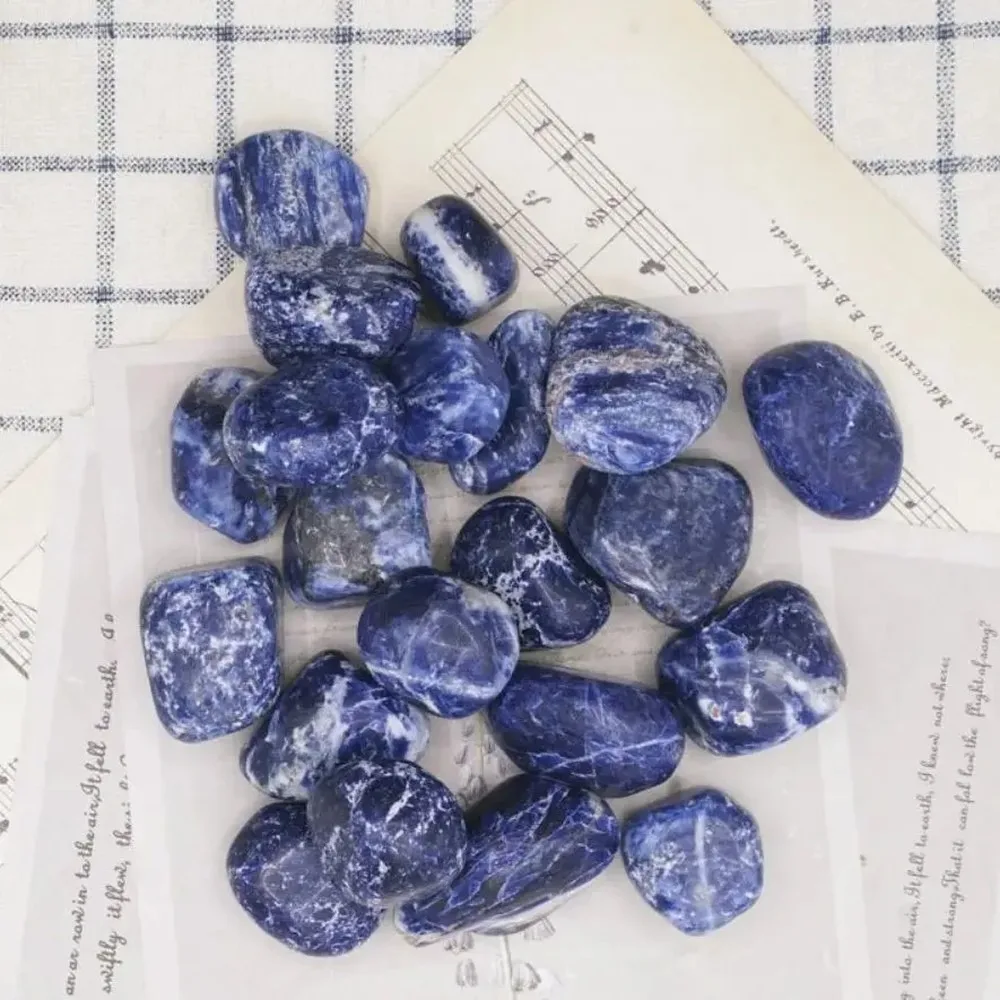 Natural Blue Sodalite Polished Worry Stones for Healing Crystal Energy, Home Decorative Mineral Specimens, Reiki Gift