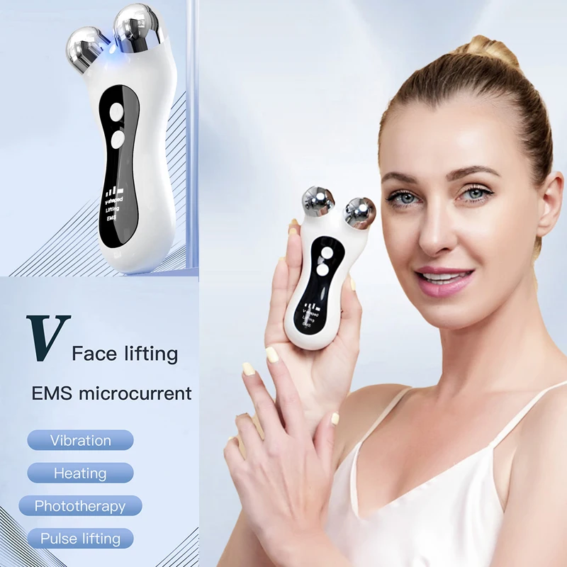 EMS Microcurrent Weight Loss Face Slimming Lifting Wrinkle Removal Anti Aging Roller Massager