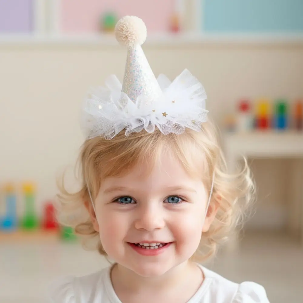 Glitter Birthday Hat Colorful Sparkling Sequin Shining Star Headwear Hairclip Hair Accessories Birthday Party Headband