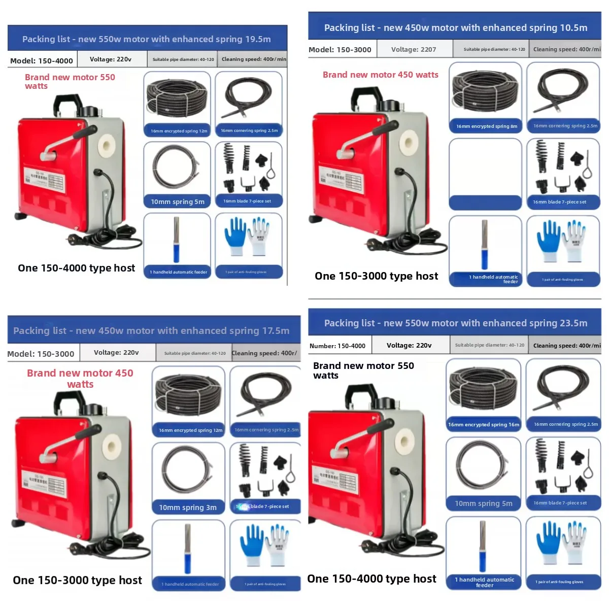 High Power Electric Drain Cleaner Sewer Dredging Tool for Toilet and Restaurant Pipe Clog Removal