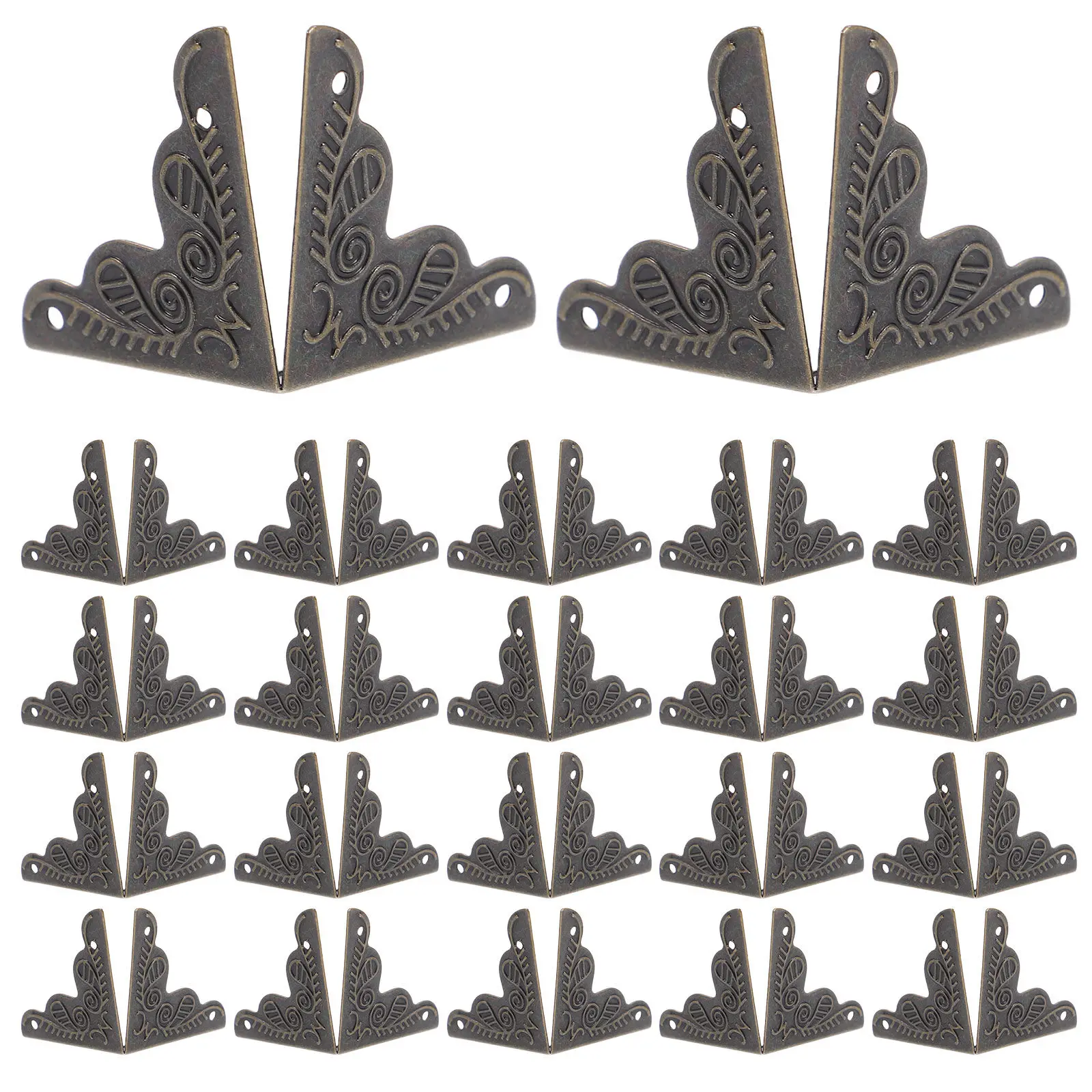 

100 шт. Декоративные угловые защитные накладки из дерева и железа в винтажном стиле для шкафов, комодов, мебели и ювелирных изделий