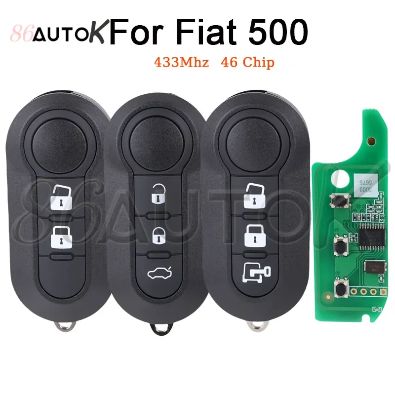 

86AUTOK - Remote Car Key For Fiat 500 Ducato Doblo Qubo MPV Punto Bravo Grande For Citroen For Peugeot Jumper Boxer 433.92 ID46