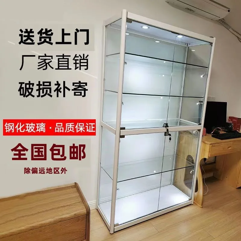 Figure cabinet toy gift model jewelry tempered glass display cabinet adjustable floor height ornament cabinet fully transparent