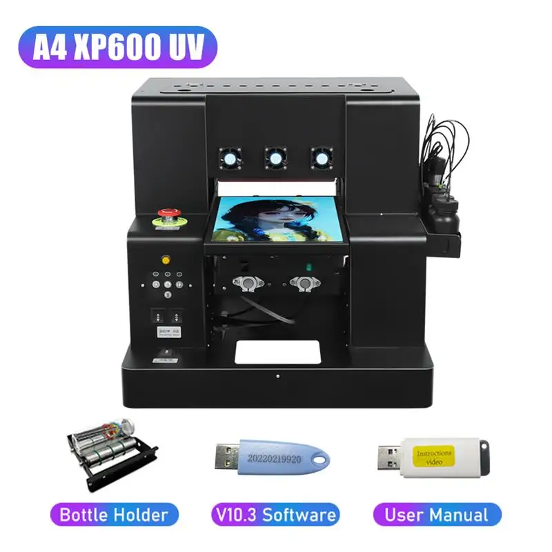 Top XP600 UV Printer A3 A4 UV flatbed Printer Directly to Film UV DTF Printing Machine with Rotary A3 A4 Sticker Printer