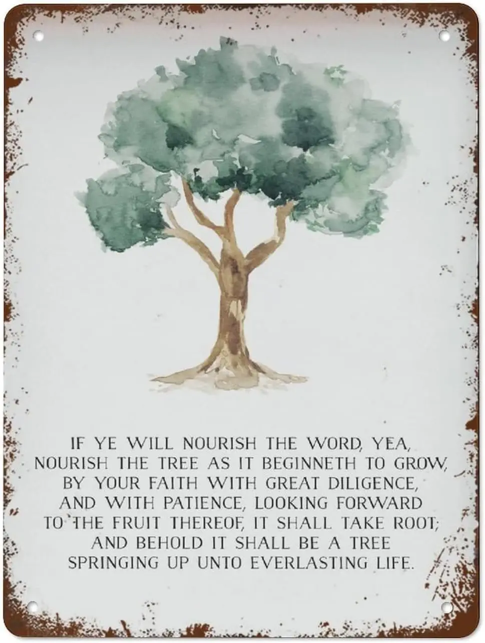 

Youpinnong Book of Mormon Wall Art Decor Tree Watercolor Faith Retro Metal Tin Sign Vintage Aluminum Plaque for