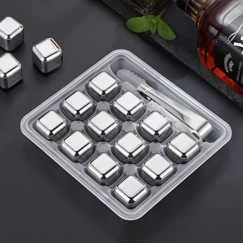 

Stainless Steel Ice Cubes Set, Juice, Beer, Wine, Whisky, Cooler Rocks, Food Grade, Reusable Cooling Cube, Home Party Bar Tools