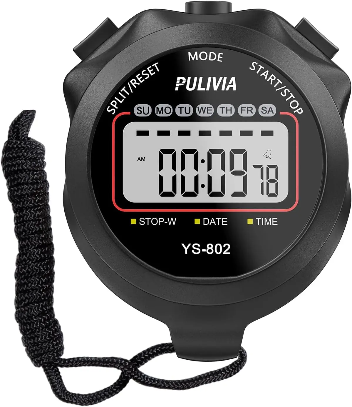 

Digital Stopwatch Timer, Single Lap Split for Swimming Running Coaches Kids, Black