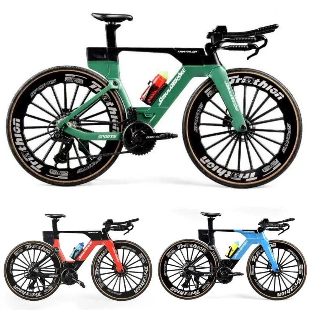 Novo modelo de bicicleta de estrada simulada 1:8 vermelho azul verde brinquedo de bicicleta colecionável colorido com garrafa de água liga de bicicleta de estrada presente ideal