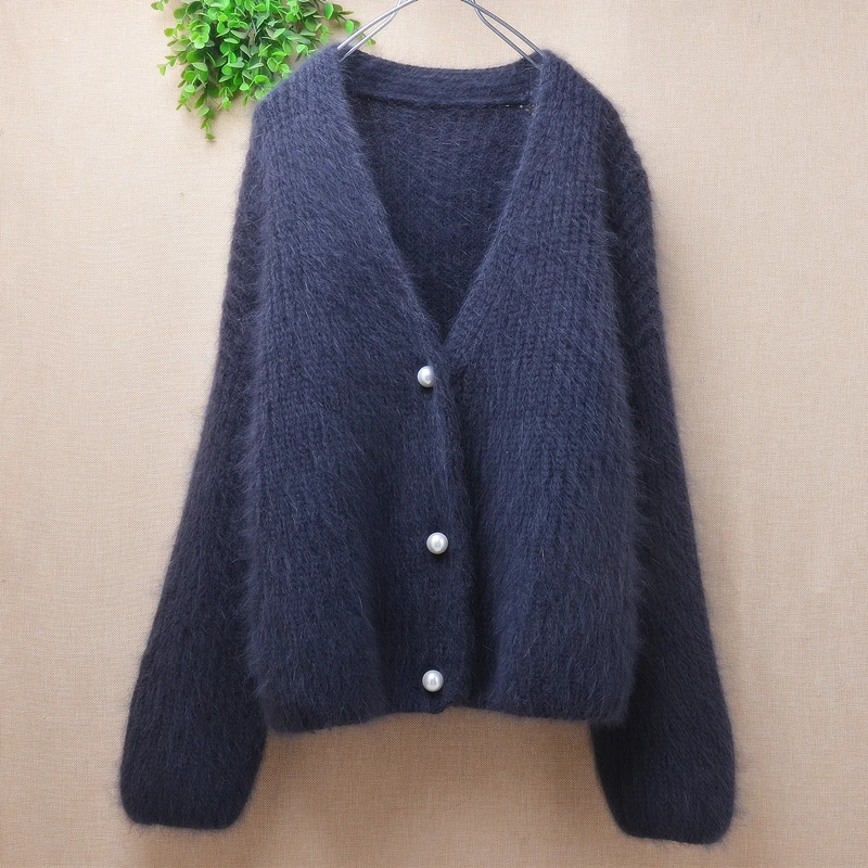 

211 Thick Ladies Women Fall Winter White Hairy Mink Cashmere Knitted Half Sleeves Zippers Slim Long Sweater Cardigans Jacket