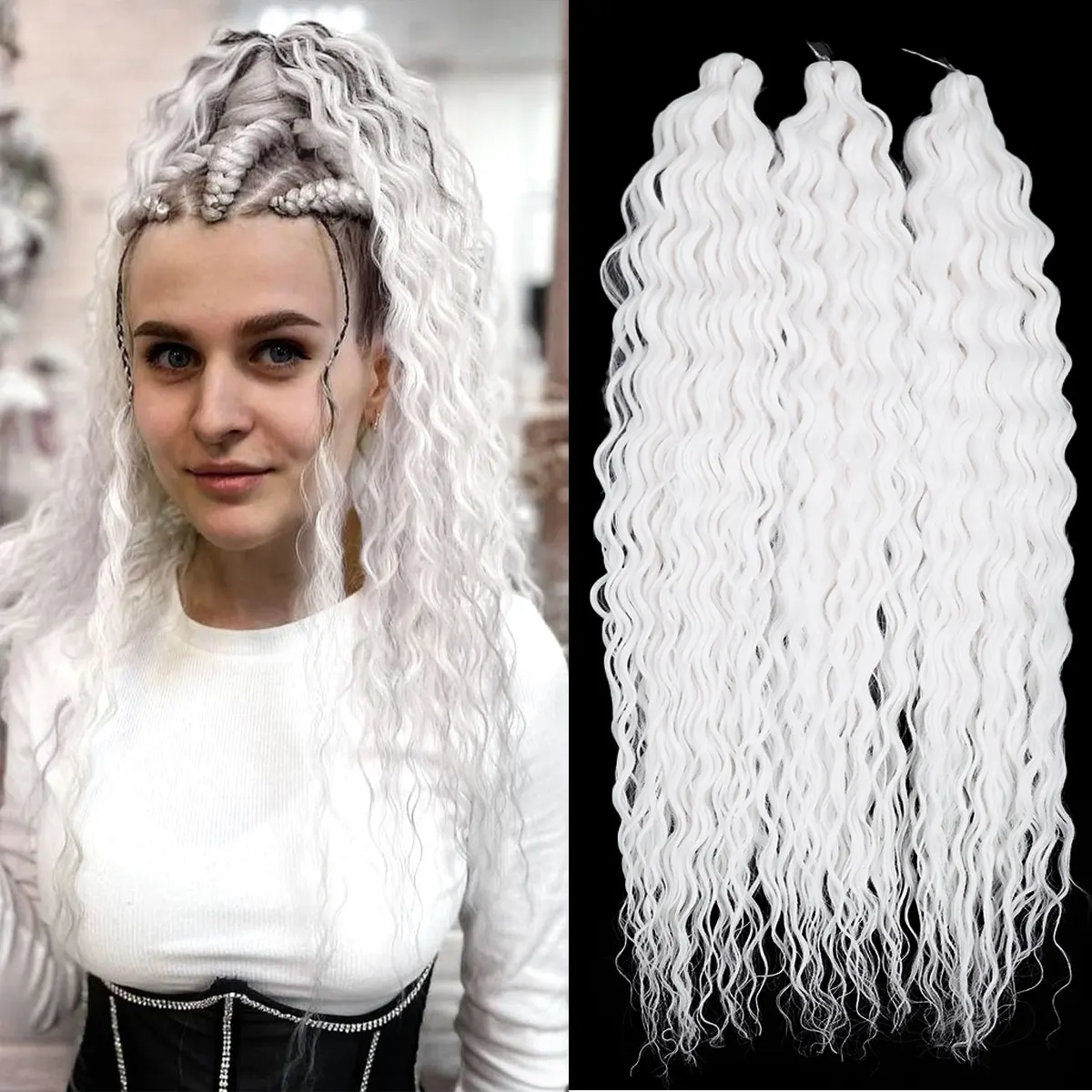 Ariel Curl włosy falą wodną szydełkowe włosy szydełkowe warkocze syntetyczne Ombre blond Afro loki zapleciony doczep do włosów