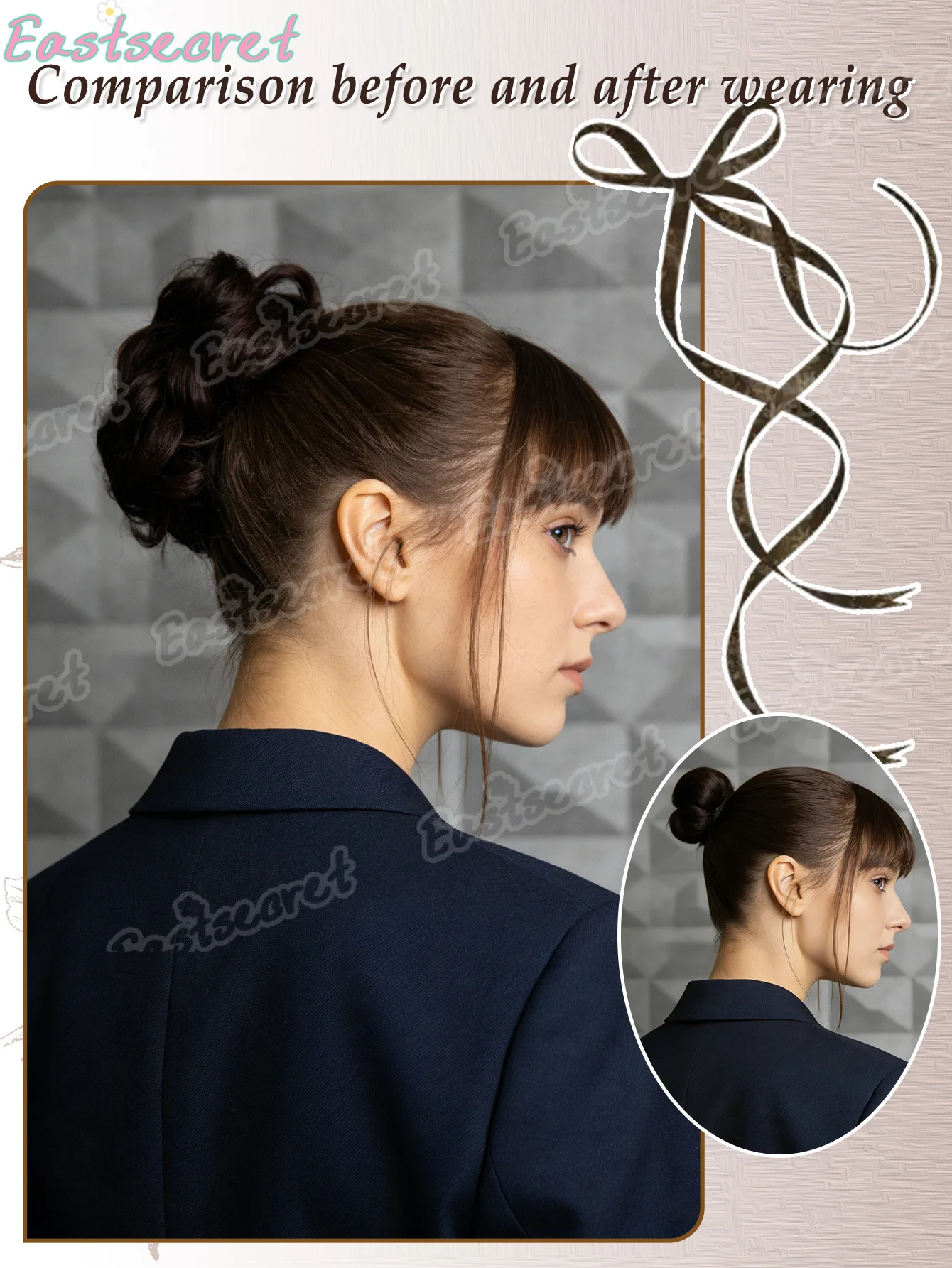 Synthetic Hair Bun Extensions Messy Curly Elastic Hair Scrunchies Hairpieces Synthetic Chignon Donut Updo Hair Pieces for Women