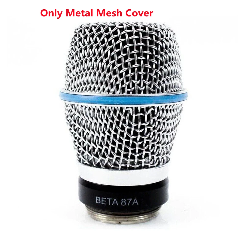 2pcs Replacement Microphone Grilles Blue Ring Silver Mic Metal Mesh Cover for SHURE Beta87A Wireless Microphone Accessories - view 2