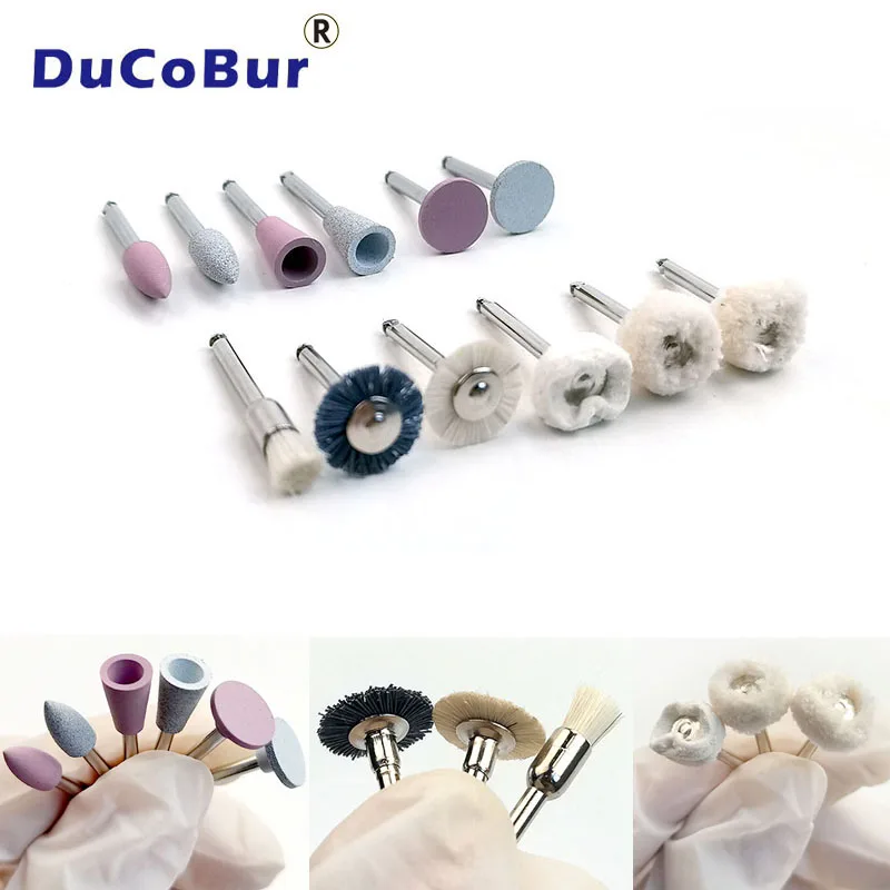 12pcs/Set Dental Polishing Brushes Silicon Polisher for Ceramics Nature Teeth Composite Dentistry Tools Lab Accessories